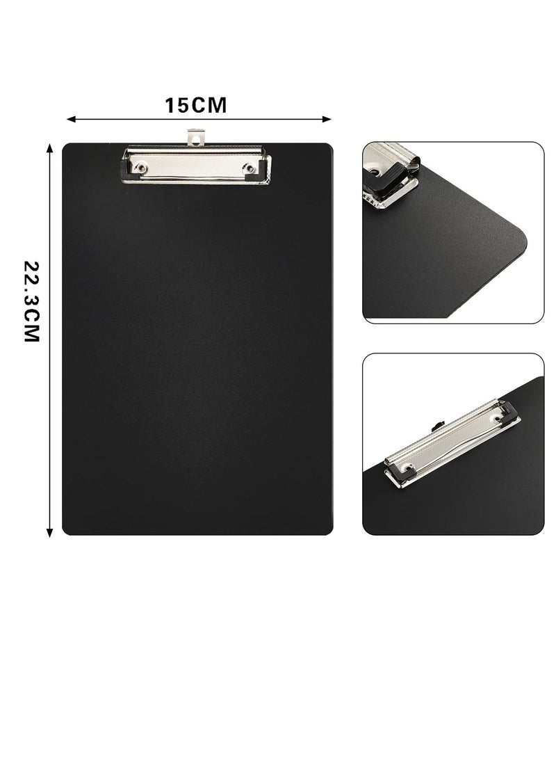 Generic Writing Pad Clipboard, A4 Plastic File Data Clip Ticket Multifunction Clipboard Thin Clip Black Stationery Clipboard for Office School Restaurant Menu, Etc. (6 Pieces)  - Image 4