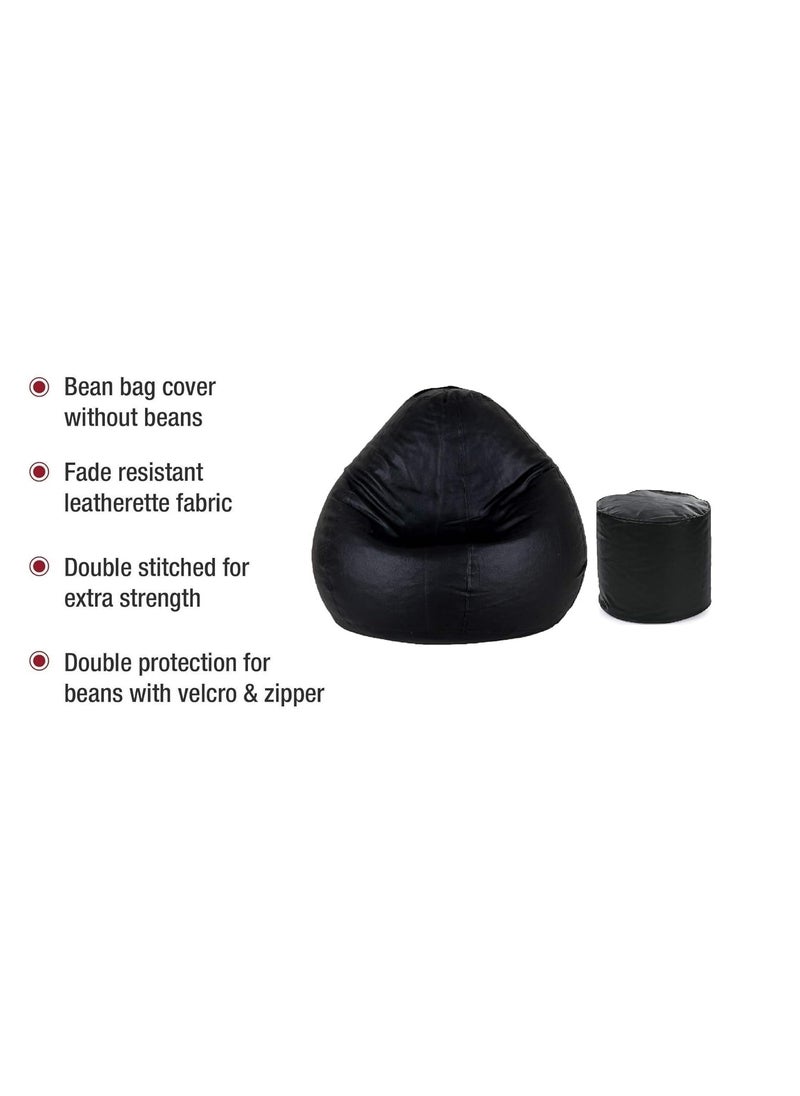 TRUE 2 F TRUE 2 F Large Teardrop Bean Bag Cover Foot Stool Only Without Beans Black L  - Image 4