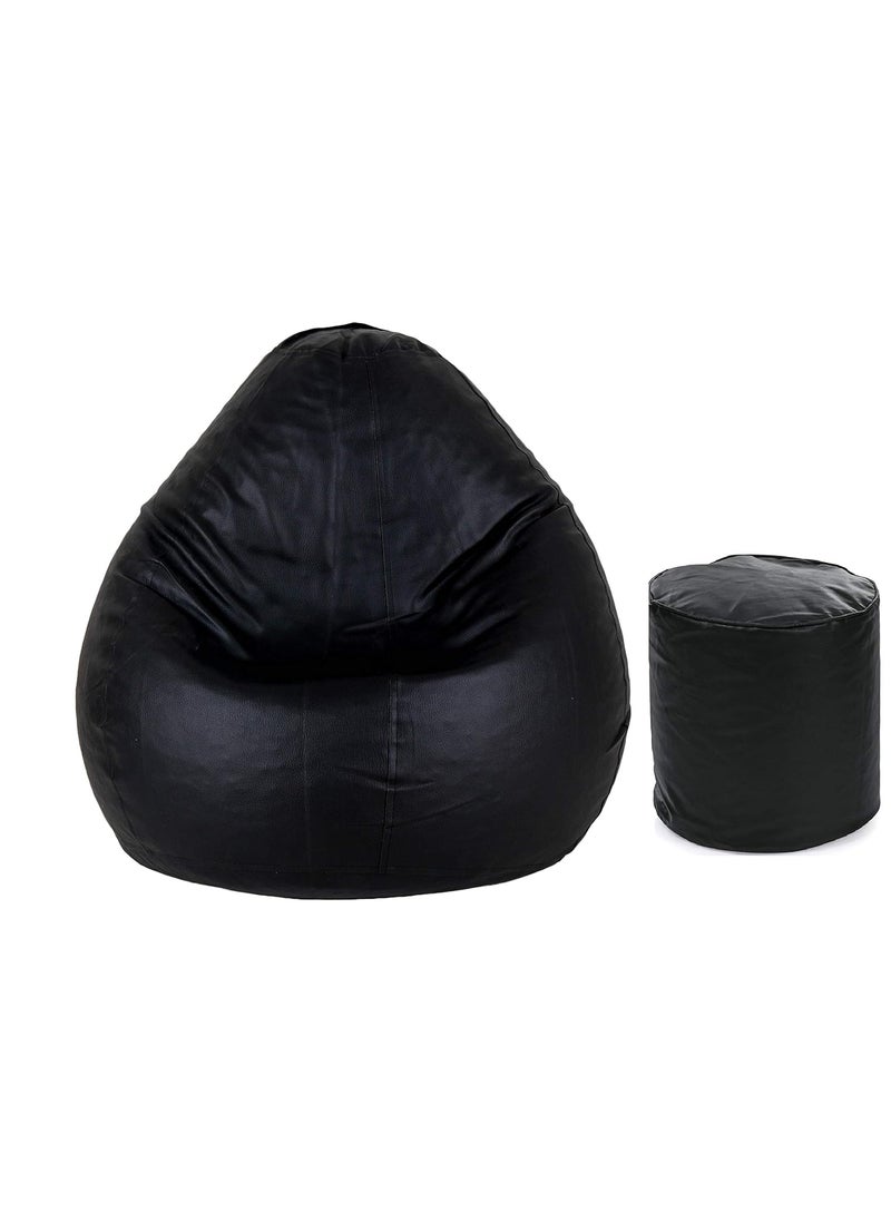 TRUE 2 F TRUE 2 F Large Teardrop Bean Bag Cover Foot Stool Only Without Beans Black L  - Image 1