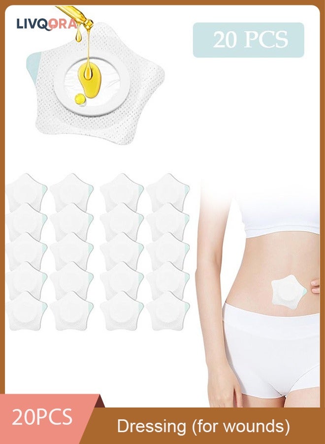 20 قطعة لاصقات زيت الخروع، ضمادات زيت الخروع ذاتية اللصق بشكل نجمة، لاصقات ضغط ماصة بزيت الخروع مانعة للتسرب للاستخدام لمرة واحدة للبطن والجسم - Image 1