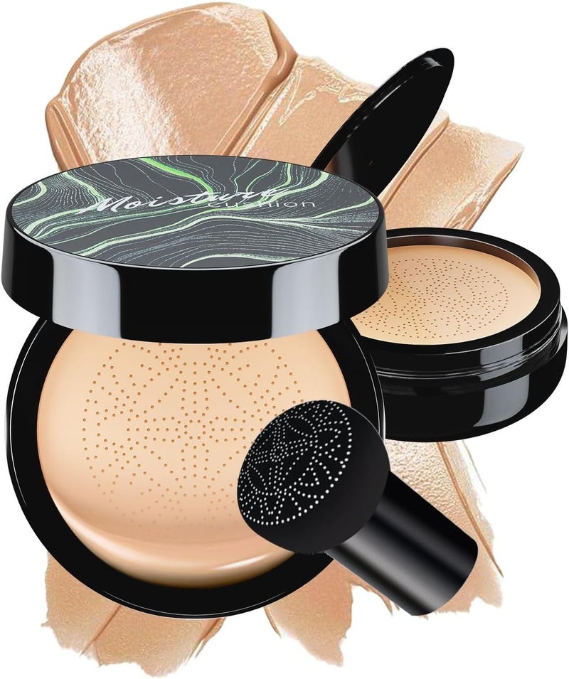 OETUIOW Mushroom Head Air Cushion CC Cream - BB Cream Face Makeup Foundation for Mature Skin Moisturizing Concealer Brighten Long-Lasting, Even Skin Tone for All Skin Types, Natural Color - Image 1