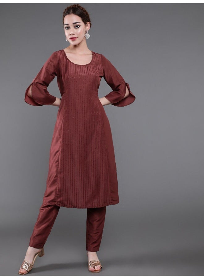 AKS AKS Couture Embroidered Regular Sequinned Kurta with Trousers  - Image 1