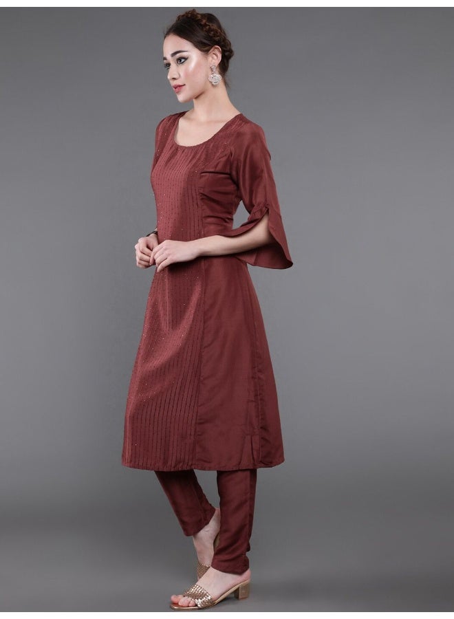 AKS AKS Couture Embroidered Regular Sequinned Kurta with Trousers  - Image 4