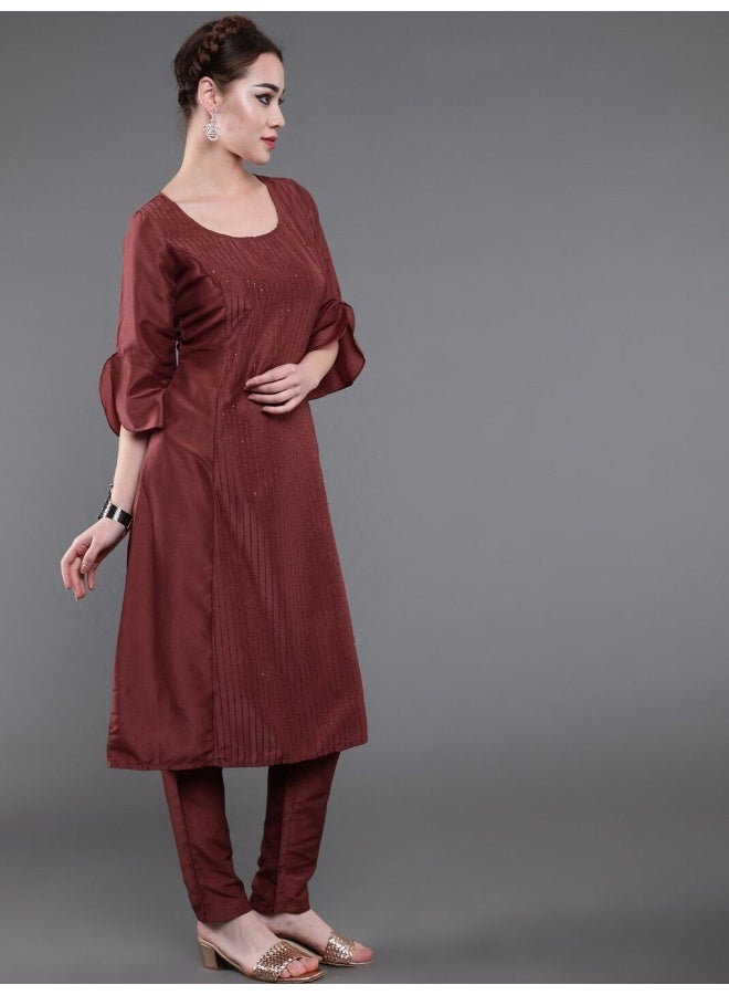 AKS AKS Couture Embroidered Regular Sequinned Kurta with Trousers  - Image 5