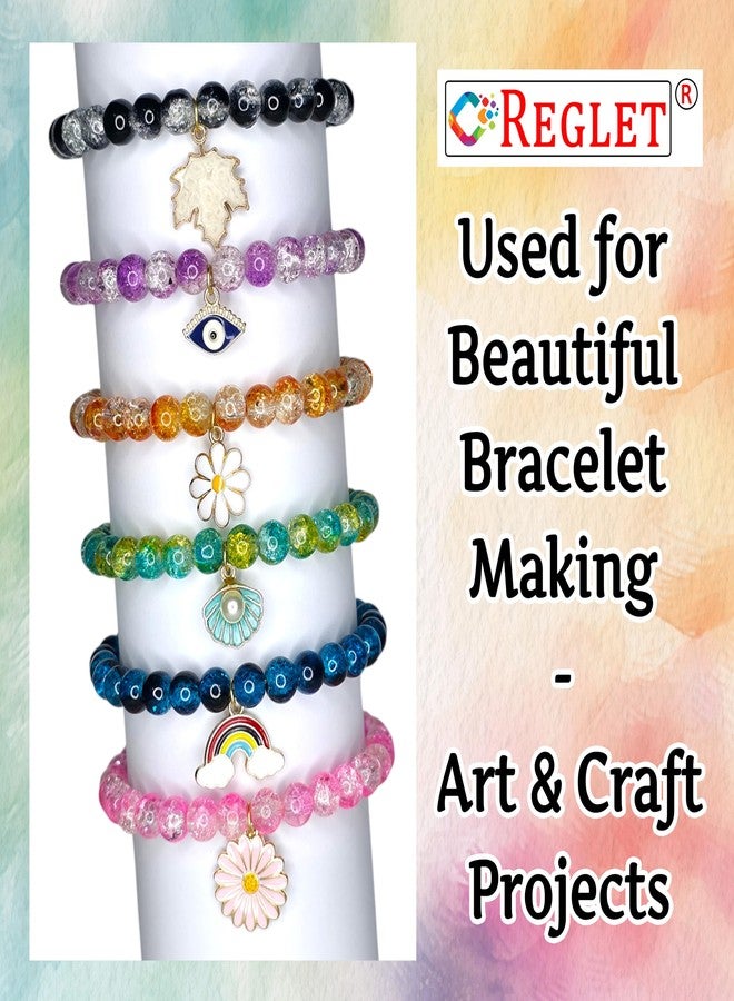 REGLET 10 Charms + 335 Pcs Dual Shade Sparkle Bracelet Beads for Kids, Glass Beads for Bracelet Making Kit, Jewellery Making Kit, Crystal Bead Craft - Multicolour - 240g - Image 3
