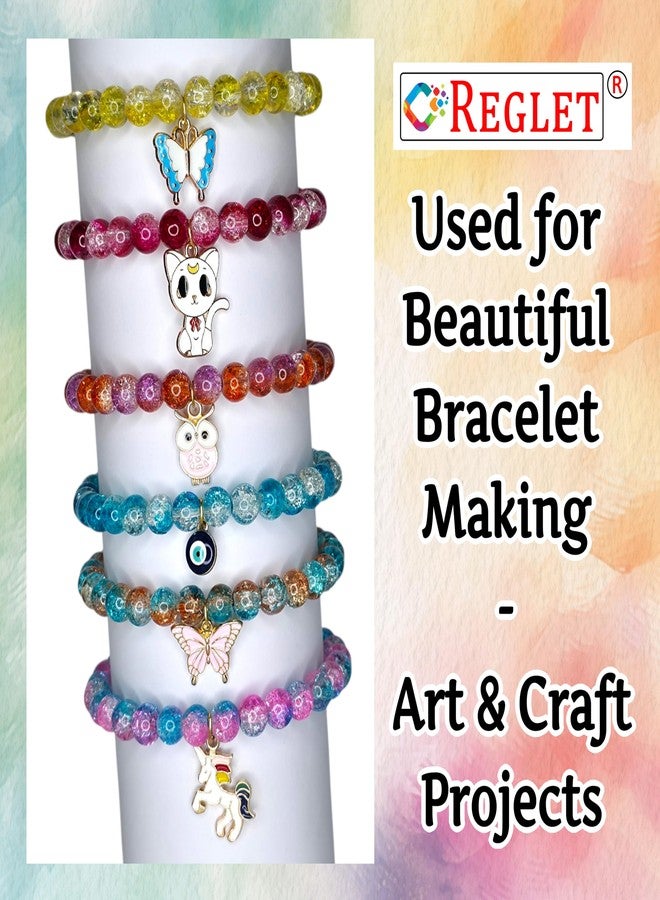 REGLET 10 Charms + 335 Pcs Dual Shade Sparkle Bracelet Beads for Kids, Glass Beads for Bracelet Making Kit, Jewellery Making Kit, Crystal Bead Craft - Multicolour - 240g - Image 4