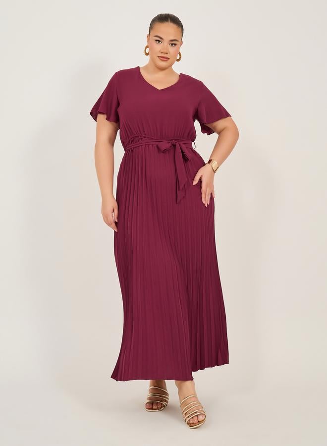 Styli Pleated Flutter Sleeve Dress - Image 3