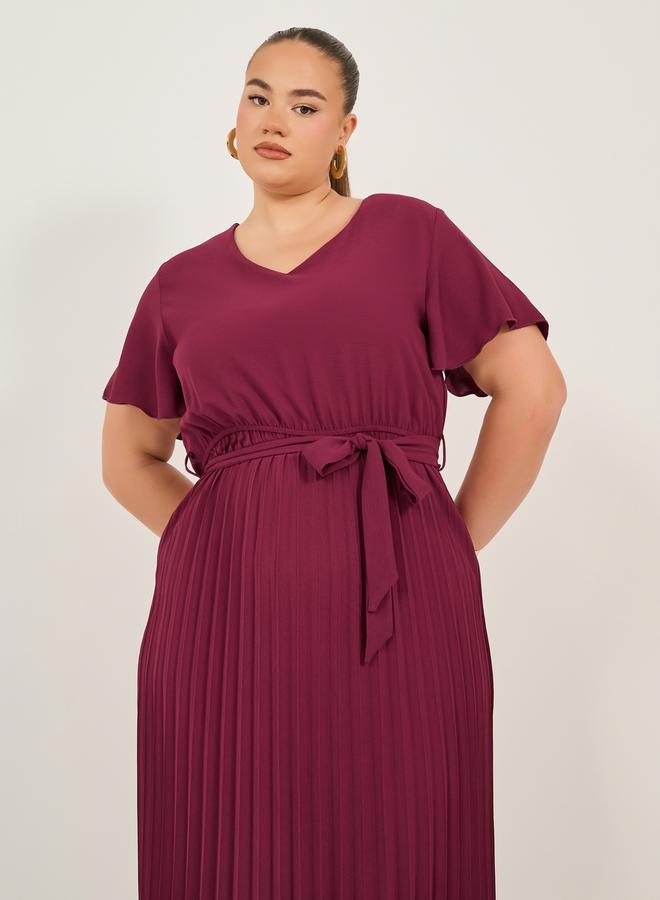Styli Pleated Flutter Sleeve Dress - Image 4