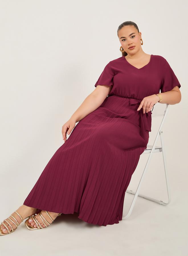 Styli Pleated Flutter Sleeve Dress - Image 2