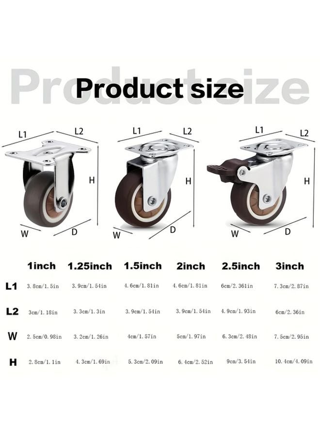 4pcs 1 5in Swivel Caster Wheels Durable TPR Rubber Flat Bottom Smooth Rolling for Shopping Carts Furniture - Image 3