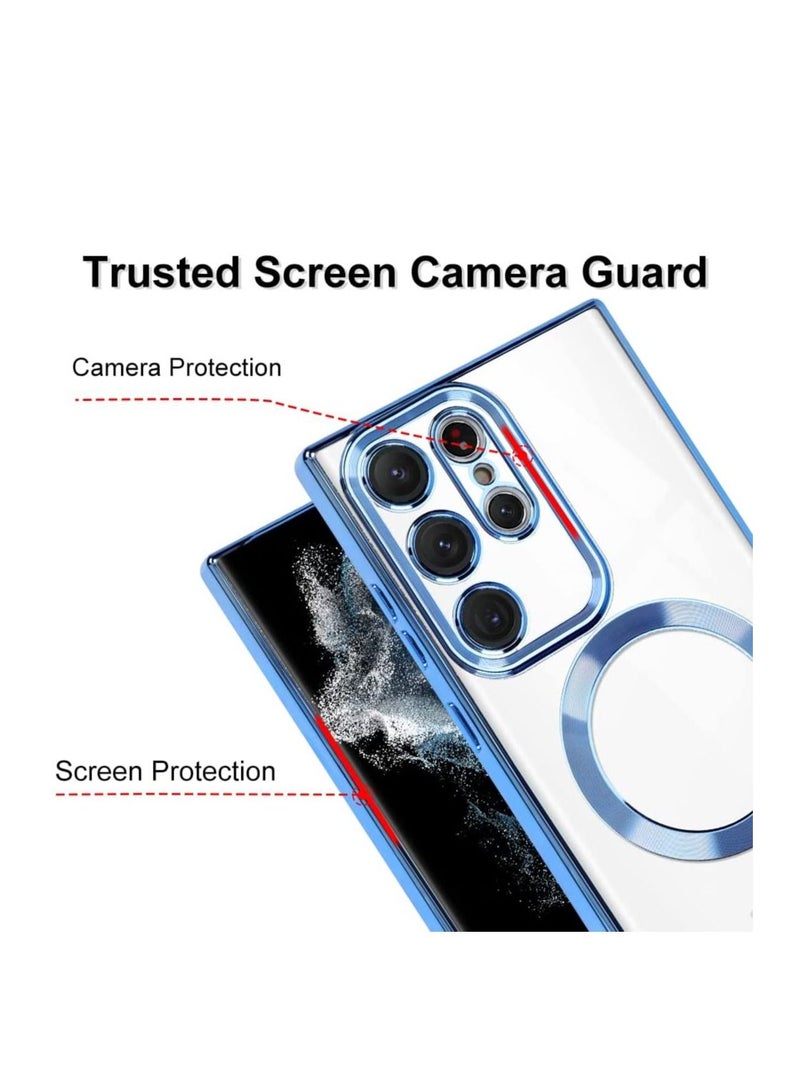 Magnetic Clear Case for Galaxy S23 Ultra Case,Compatible with MagSafe, Love Heart Design Electroplated Case Soft TPU Shockproof Full Camera Lens Protective Case for Samsung Galaxy S23 Ultra  - Image 4