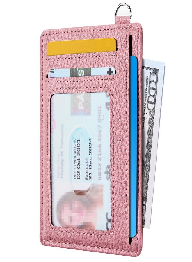 Mayski Slim Minimalist Wallet, Front Pocket Leather Wallets, RFID Blocking, Credit Card Holder for Men & Women, Litchi Pink, Minimalist - Image 2