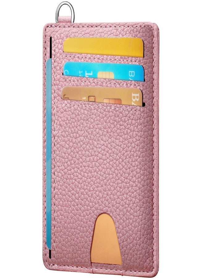 Mayski Slim Minimalist Wallet, Front Pocket Leather Wallets, RFID Blocking, Credit Card Holder for Men & Women, Litchi Pink, Minimalist - Image 1