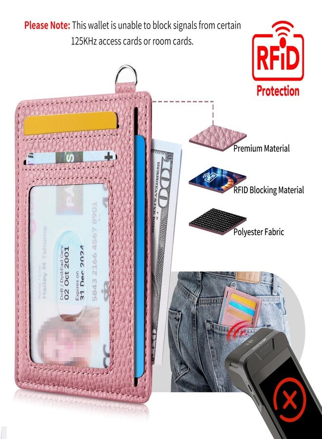 Mayski Slim Minimalist Wallet, Front Pocket Leather Wallets, RFID Blocking, Credit Card Holder for Men & Women, Litchi Pink, Minimalist - Image 4