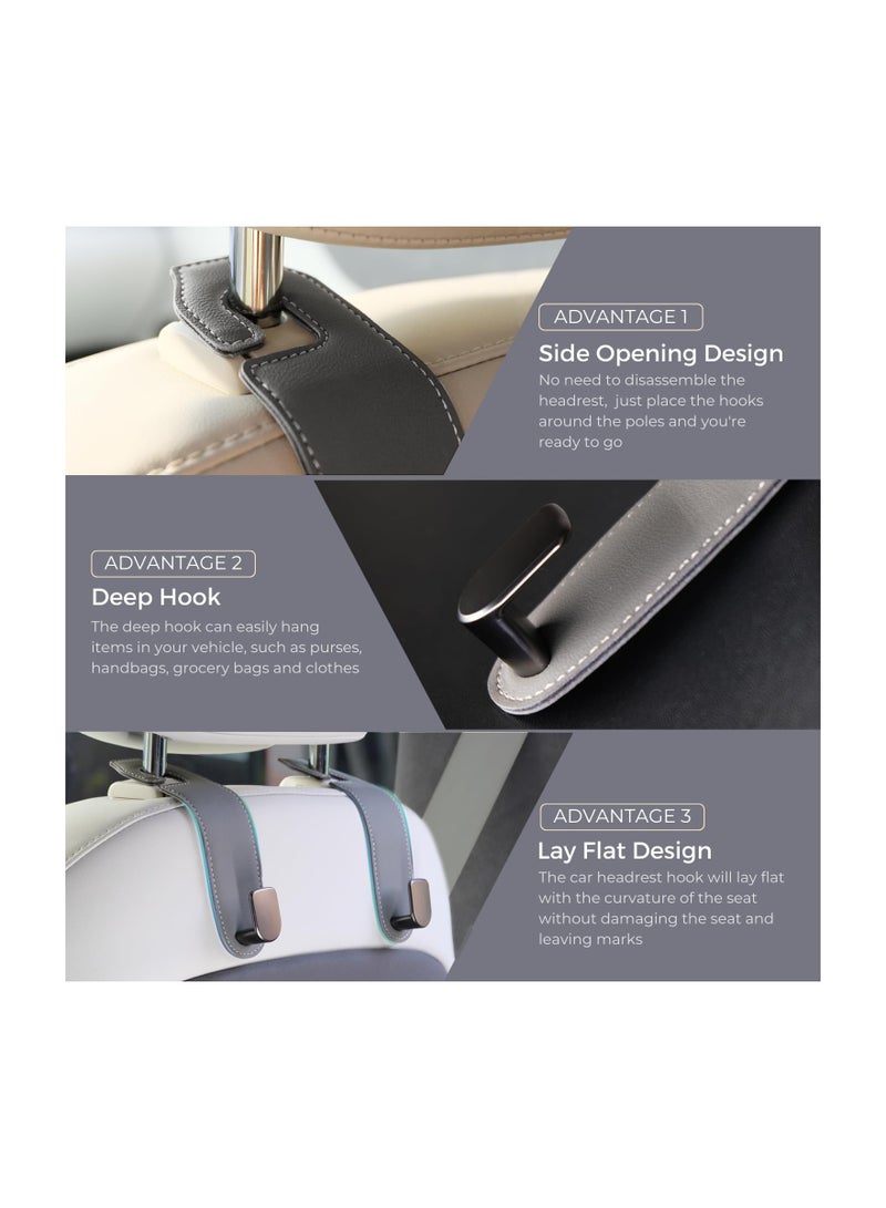 SYOSI Headrest Hooks for Car, Universal Leather Car Purse Holder for Grocery Bag Coats Umbrellas Handbag, Car Hooks Car Organization Accessories, 2 Pcs  - Image 4