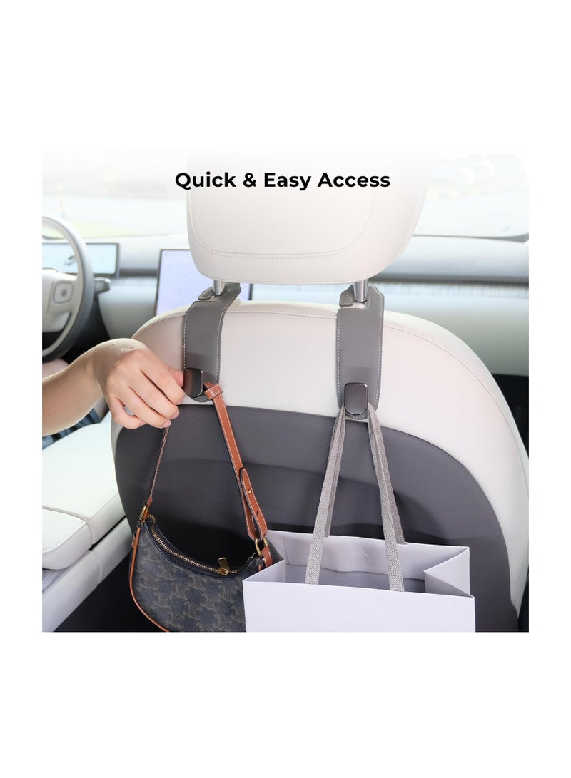 SYOSI Headrest Hooks for Car, Universal Leather Car Purse Holder for Grocery Bag Coats Umbrellas Handbag, Car Hooks Car Organization Accessories, 2 Pcs  - Image 2