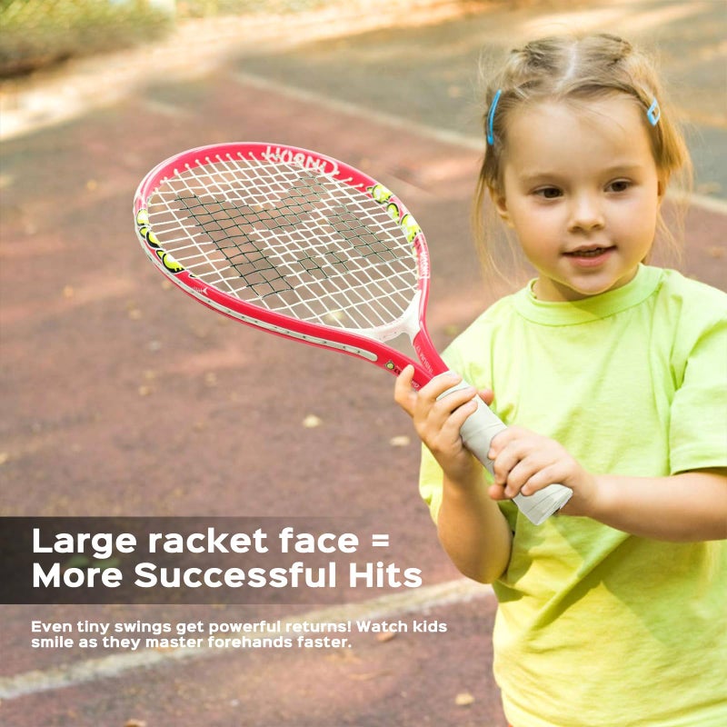 INSUM 17 inch Kids Tennis Racket for Aged 2~3 Starter, Multi-Color & Size Toddlers Tennis Racket for Baby Boys & Girls Beginner, Come with Shoulder Cover Bag for Carry(Pink) - Image 4