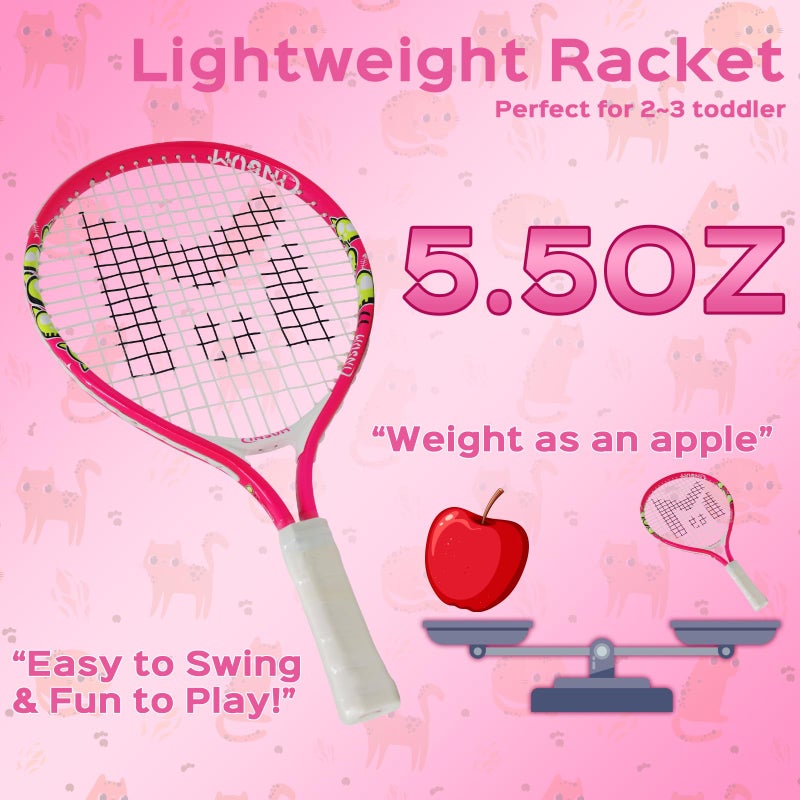 INSUM 17 inch Kids Tennis Racket for Aged 2~3 Starter, Multi-Color & Size Toddlers Tennis Racket for Baby Boys & Girls Beginner, Come with Shoulder Cover Bag for Carry(Pink) - Image 2