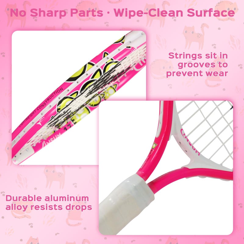 INSUM 17 inch Kids Tennis Racket for Aged 2~3 Starter, Multi-Color & Size Toddlers Tennis Racket for Baby Boys & Girls Beginner, Come with Shoulder Cover Bag for Carry(Pink) - Image 3