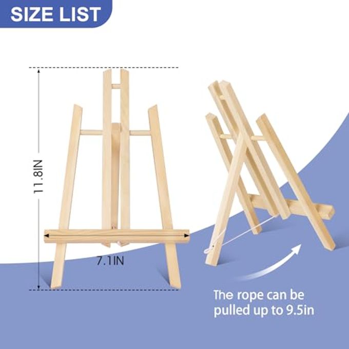 ESRICH 2 Pack 11.8" Wood Easels,Tabletop Easel for Painting,Painting Party, Displaying Canvases, Kids Student Table School Desktop, Portable Canvas Photo Picture Sign Holder - Image 2