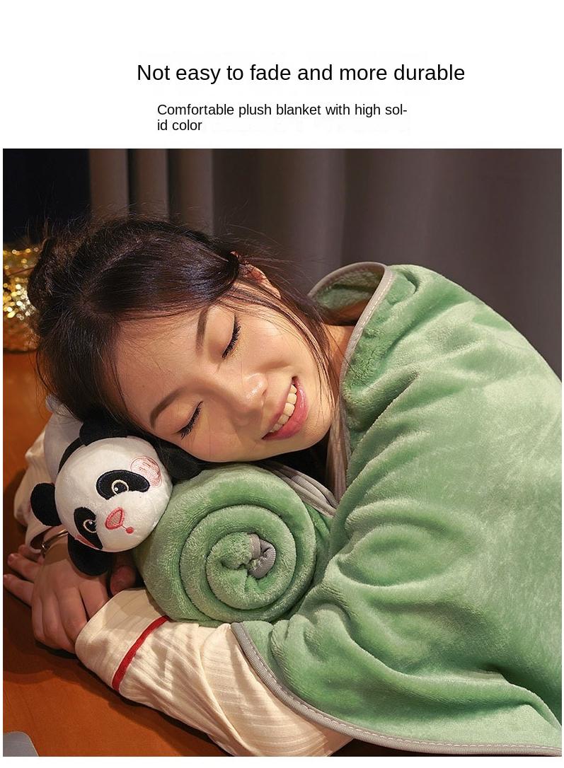 Bluejw بطانية كرتونية من البوليستر مع دمية باندا بطانية تكييف هواء بطانية قيلولة في المكتب 80x100 سم - Image 2