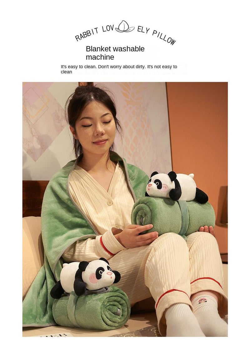 Bluejw بطانية كرتونية من البوليستر مع دمية باندا بطانية تكييف هواء بطانية قيلولة في المكتب 80x100 سم - Image 5