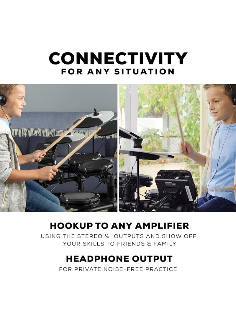 Alesis Alesis Debut Kit – Kids Drum Set With 4 Mesh Electric Drum Set Pads, 120 Sounds, 60 Melodics Lessons, Drum Stool, Drum Sticks And Headphones  - Image 2