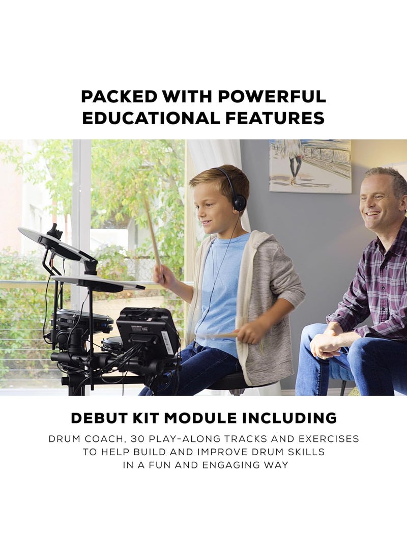 Alesis Alesis Debut Kit – Kids Drum Set With 4 Mesh Electric Drum Set Pads, 120 Sounds, 60 Melodics Lessons, Drum Stool, Drum Sticks And Headphones  - Image 4
