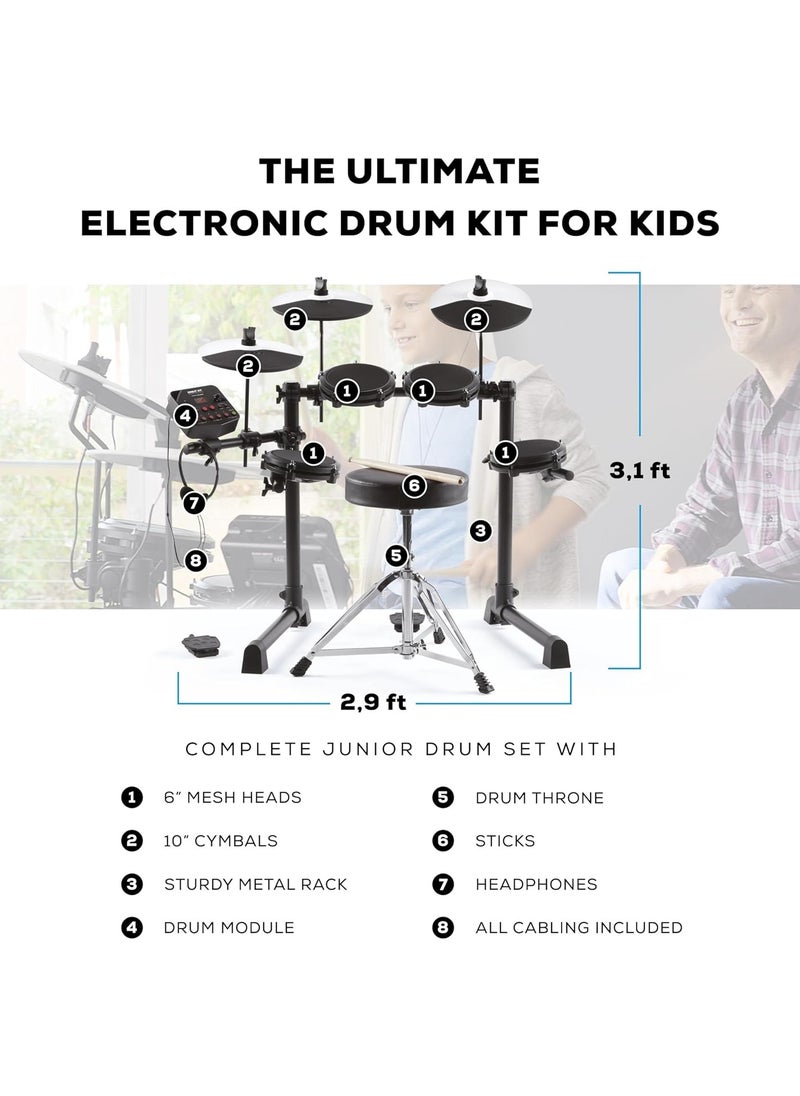 Alesis Alesis Debut Kit – Kids Drum Set With 4 Mesh Electric Drum Set Pads, 120 Sounds, 60 Melodics Lessons, Drum Stool, Drum Sticks And Headphones  - Image 5