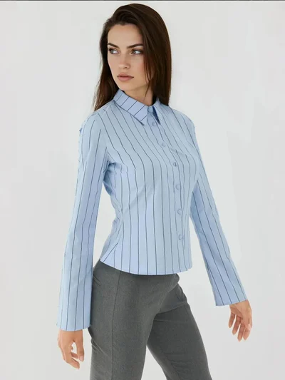 زوبعة قميص مخطط بأزرار