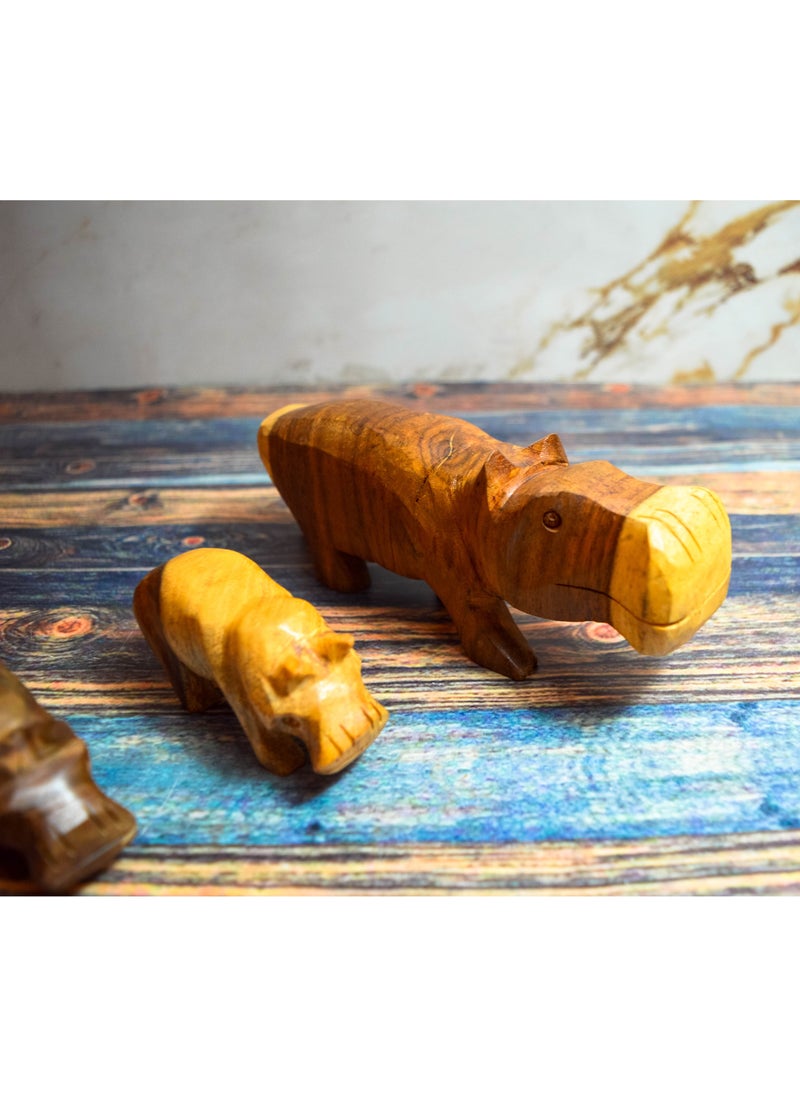 Egypt Antiques Hippopotamus 3 pieces, toys or decoration, natural carving, handmade  - Image 3