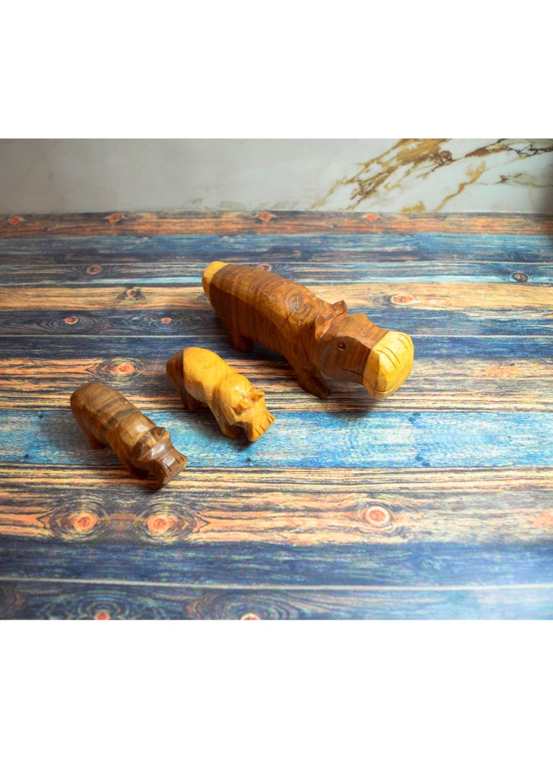 Egypt Antiques Hippopotamus 3 pieces, toys or decoration, natural carving, handmade  - Image 2