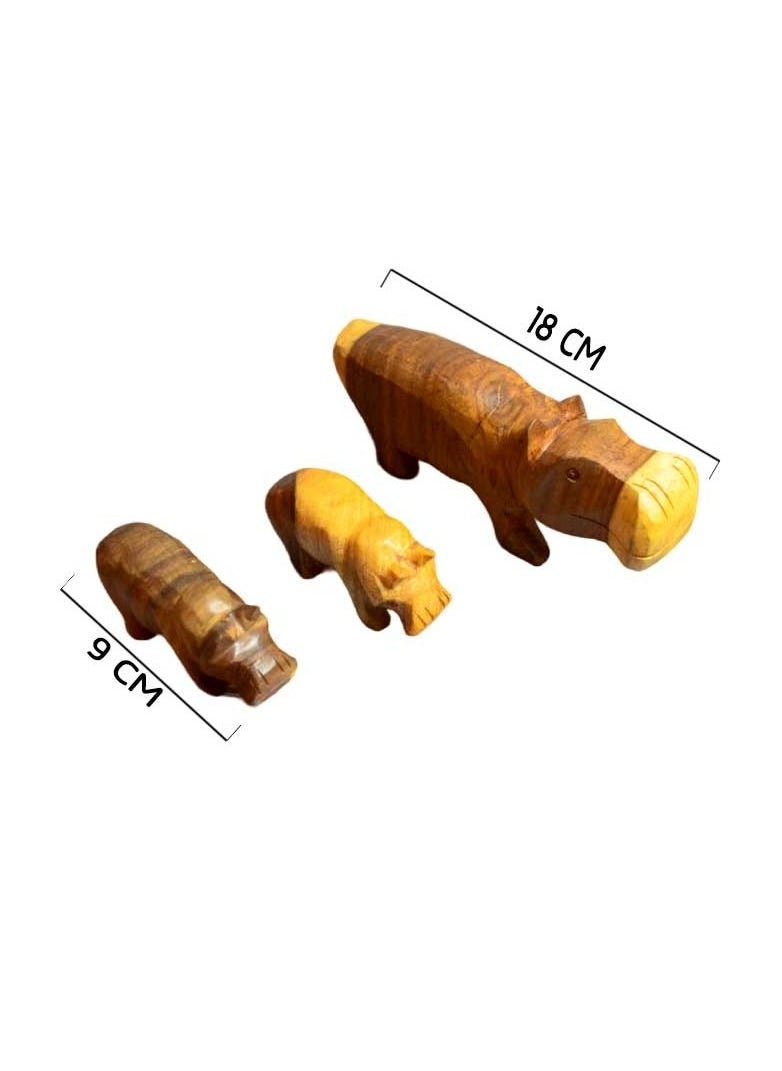 Egypt Antiques Hippopotamus 3 pieces, toys or decoration, natural carving, handmade  - Image 4