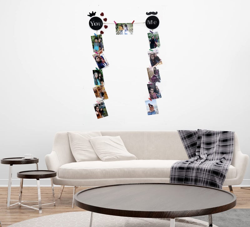 Khush Enterprise Khush Its Amazing Home Decor Wood You And Me Hanging Photo Display DIY Picture Photo Frame Collage Set Includes Multi colour Clips - Image 1