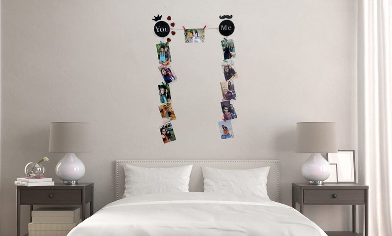 Khush Enterprise Khush Its Amazing Home Decor Wood You And Me Hanging Photo Display DIY Picture Photo Frame Collage Set Includes Multi colour Clips - Image 3