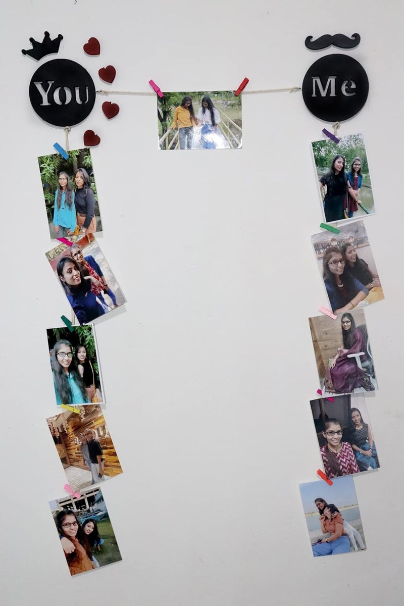 Khush Enterprise Khush Its Amazing Home Decor Wood You And Me Hanging Photo Display DIY Picture Photo Frame Collage Set Includes Multi colour Clips - Image 2