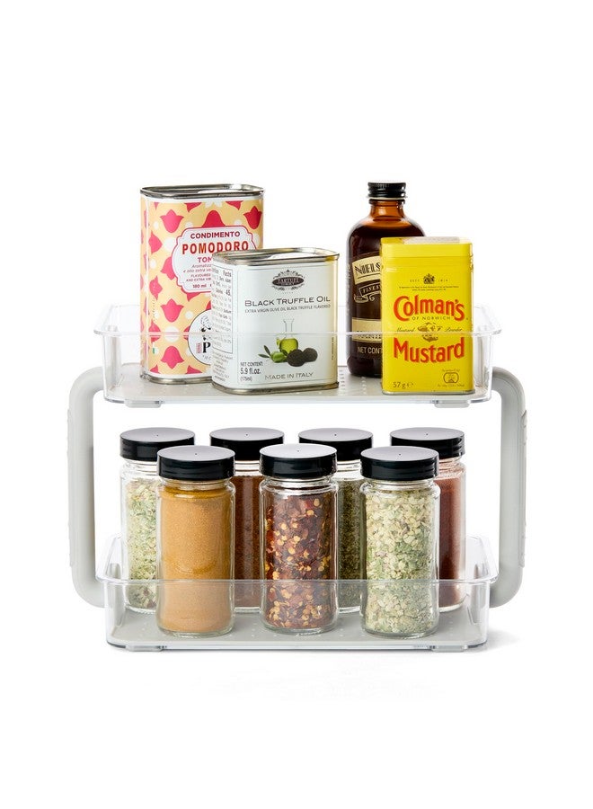 Madesmart madesmart Two Level Spice Organizer-Cabinet Collection Maximizes Vertical Space, Removable Soft-Grip Lining, Dual Handles &BPA-Free, Small, Grey  - Image 1