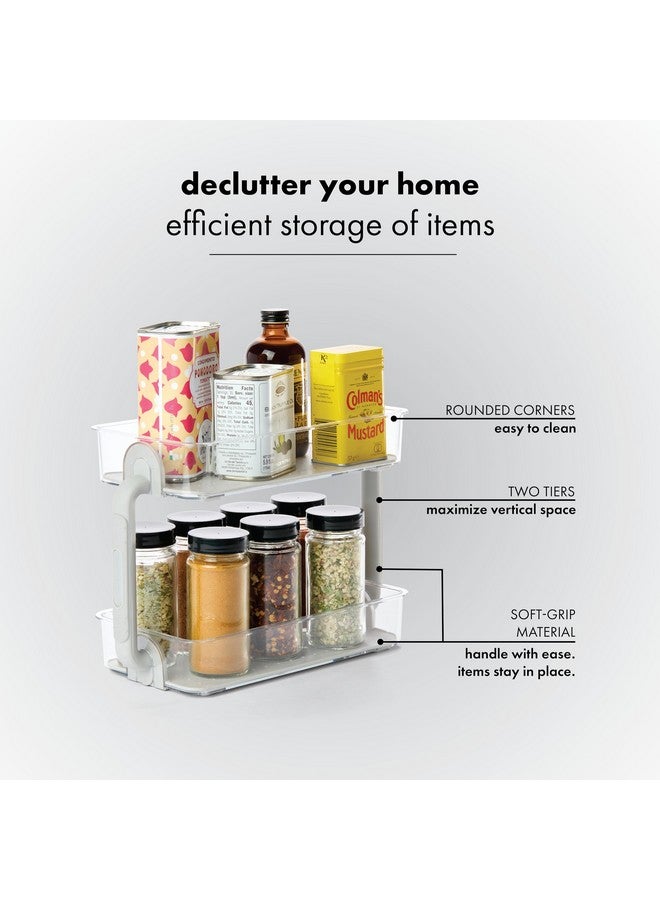 Madesmart madesmart Two Level Spice Organizer-Cabinet Collection Maximizes Vertical Space, Removable Soft-Grip Lining, Dual Handles &BPA-Free, Small, Grey  - Image 2