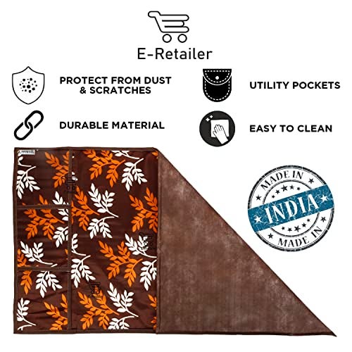 E-Retailer® Polyester 3-Layered Fridge Top Cover/Refrigerator Cover With 6 Utility Pockets (Color-Brown, Size-39x21 Inches) - Image 4