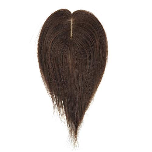 RemeeHi Real Human Hair Piece Pu Similar to Silk Base Women Topper or Toupee Wiglet Top Thin Loss Hair 5x8 Brown 20cm - Image 1