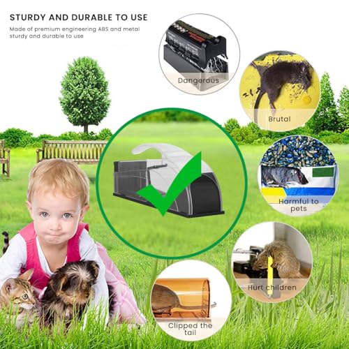 HASTHIP® Rat Trap Cage for House Garden Patio with Handle, 25cm Humane Mouse Trap Cage, Reusable Enlarged Smart Rat Catcher - Image 4