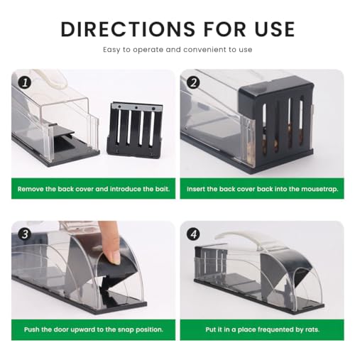 HASTHIP® Rat Trap Cage for House Garden Patio with Handle, 25cm Humane Mouse Trap Cage, Reusable Enlarged Smart Rat Catcher - Image 3