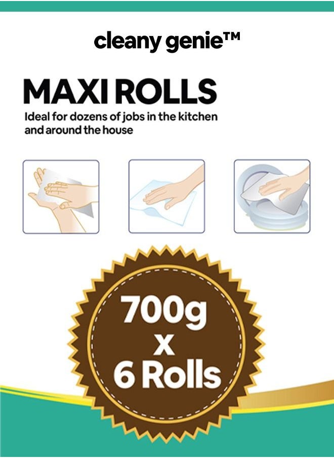 cleany genie - Maxi Roll Tissue Paper - 700g Pack of 6 - Image 1