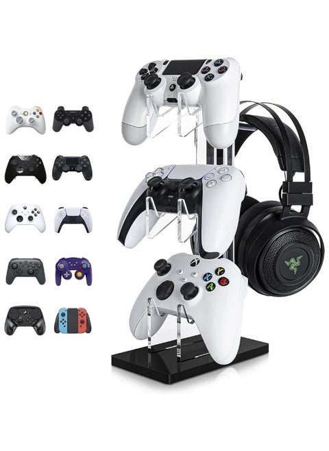Game Controller Holder Headset Stand, 3-Tier Acrylic Game Controller Stand For PS4/PS5/XBOX ONE/SWITCH，Universal Design