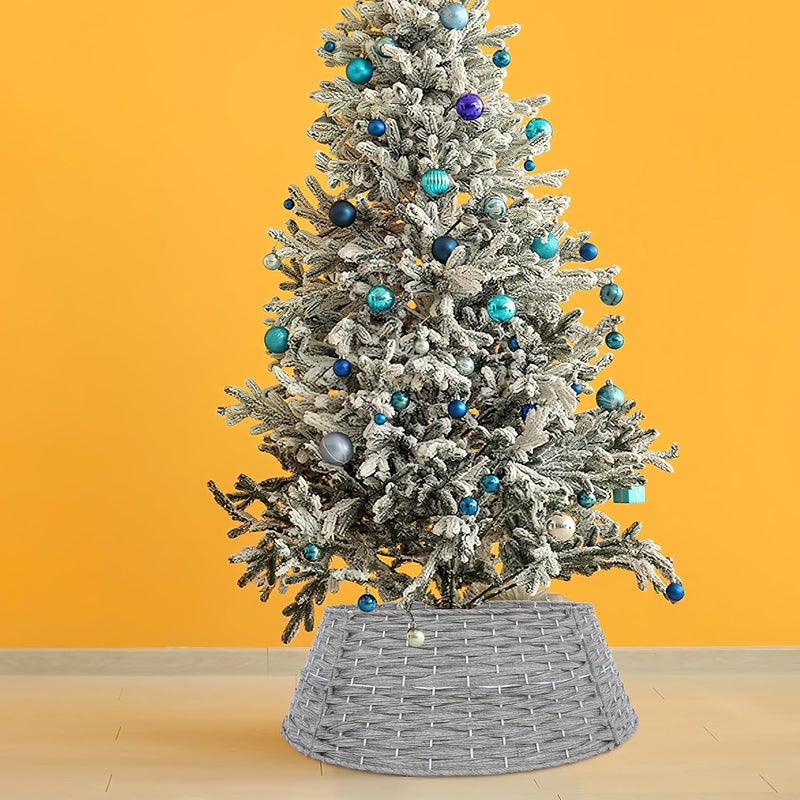 VICASKY Christmas Tree Skirt Collar Large Grey Round Base Cover Nordic Style Xmas Decorations for Holiday Seasonal Décor - Image 5