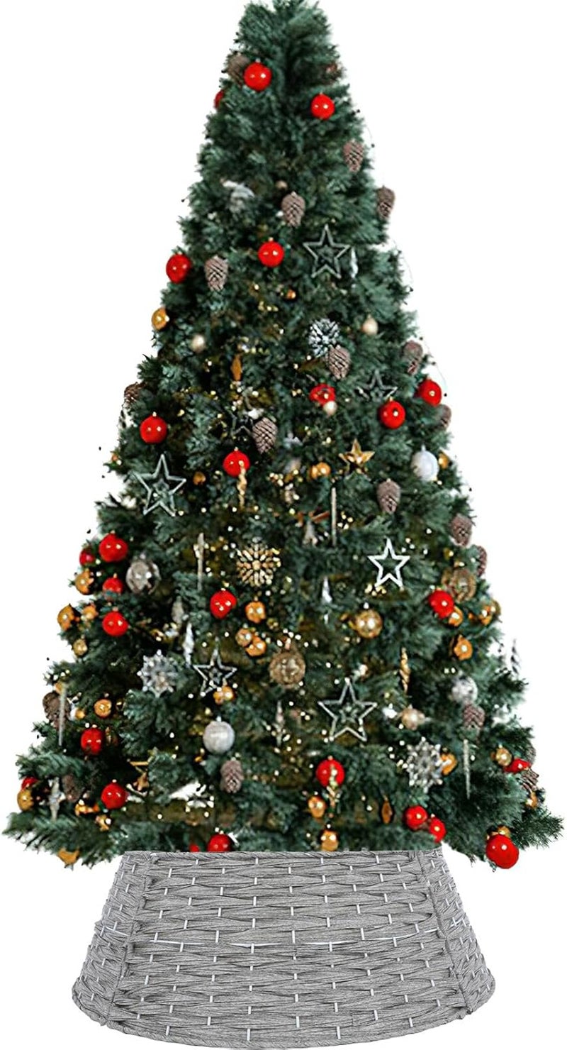 VICASKY Christmas Tree Skirt Collar Large Grey Round Base Cover Nordic Style Xmas Decorations for Holiday Seasonal Décor - Image 4