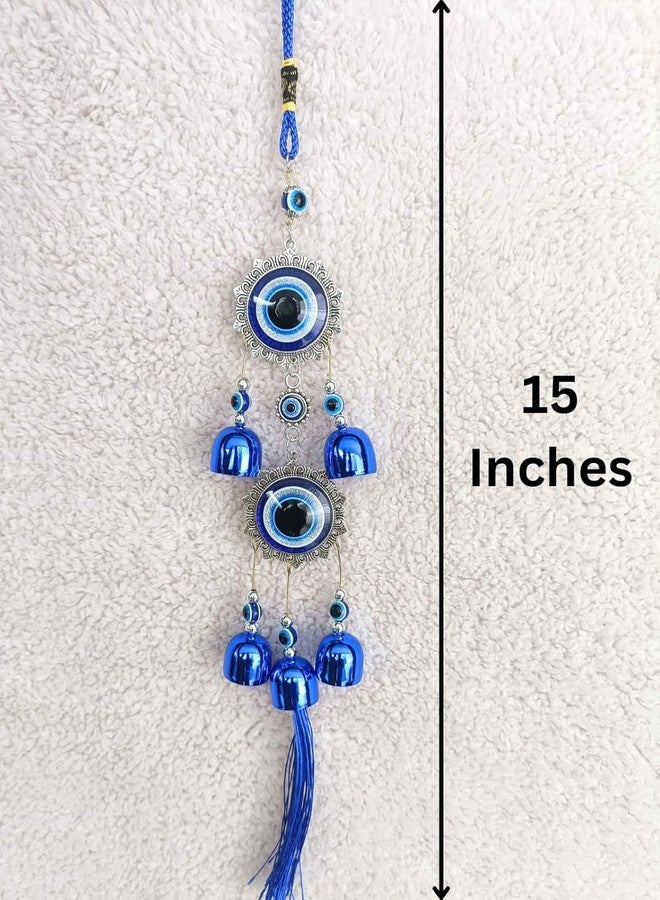 KINTIN 5 Bell Evil Eye Metal Wind Chimes for Home Balcony Evil Eye Protection - Positive Energy Wall Hanging | Thoughtful Present for housewarmings, Spiritual Friends, Symbolic Decor. - Image 3