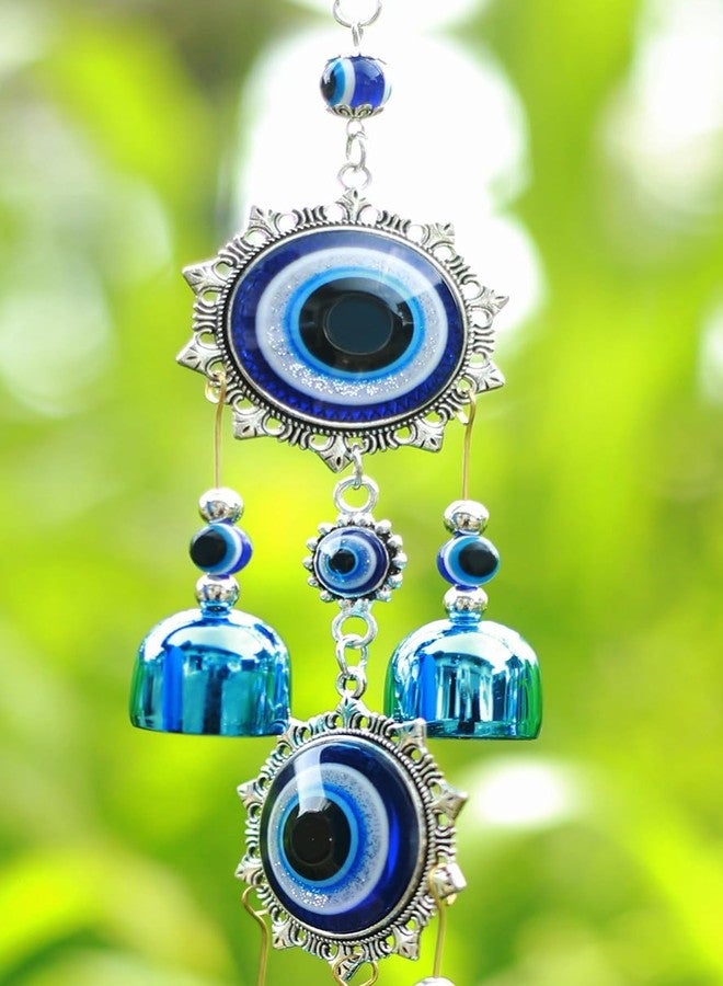 KINTIN 5 Bell Evil Eye Metal Wind Chimes for Home Balcony Evil Eye Protection - Positive Energy Wall Hanging | Thoughtful Present for housewarmings, Spiritual Friends, Symbolic Decor. - Image 4