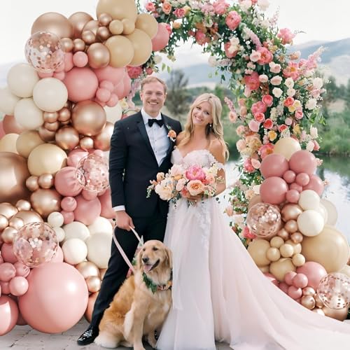 LANGASQUE Dusty Pink Balloon Arch Kit 143Pcs Boho Blush Pink Sand White Nude Rose Gold Balloons Garland Arch Kit Confetti Balloons for Boho Birthday Bridal Shower Wedding Baby Shower Decorations - Image 5