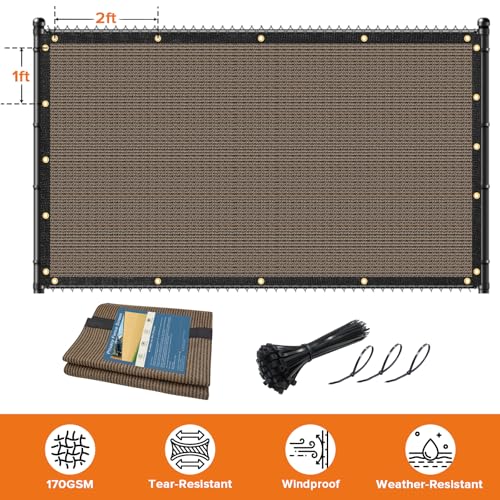 Cisvio 5ftx50ft Fence Privacy Screen Heavy Duty 170 GSM Windscreen & Dustproof Fabric Privacy Screen Covering Mesh Fencing for Outdoor Patio, Balcony, Pool Deck, Brown - Image 5